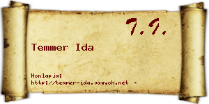 Temmer Ida névjegykártya